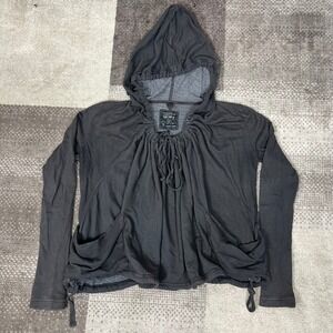 AllSaints Spitalfields Locksley Hoody Black Ruched Drape Hoodie Size 12 WTH025